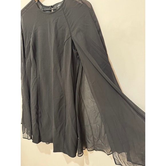 Lulus Black Sheer Sleeve Mini Dress Size L Party Cocktail - Picture 5 of 11